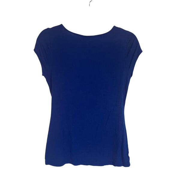 Ann Taylor Royal Blue Women's Twist Front Short Sleeve Casual Blouse Size Medium - Picture 3 of 3